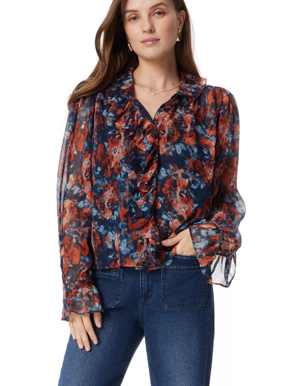 The Sam Edelman Jasleen Long Sleeve Ruffle Top NWOT SIZE M